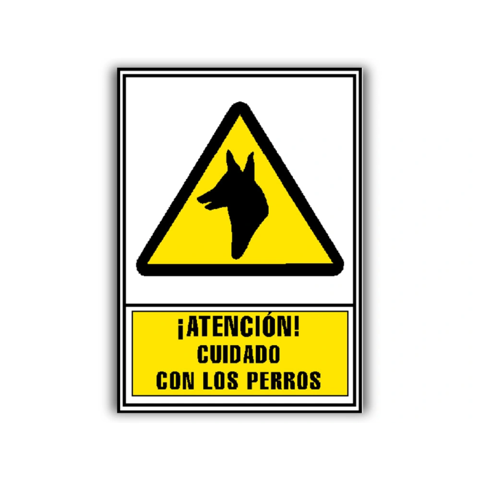 Archivo 2000 Pictograma Señal Informativa Atencion Cuidado Con Los Perros PVC Amarillo Luminiscente 210x297 mm 1
