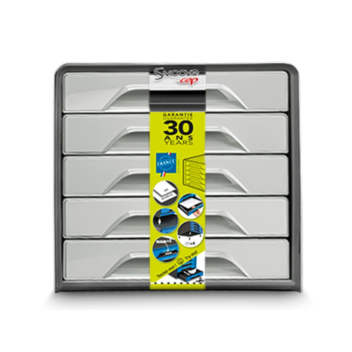 Cep Fichero Cajones Sobremesa Smoove 5 Cajones Gris 288x360x270 mm 4