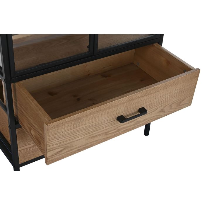 Botellero Home ESPRIT Negro Natural Madera Metal 60 x 33 x 169 cm 4