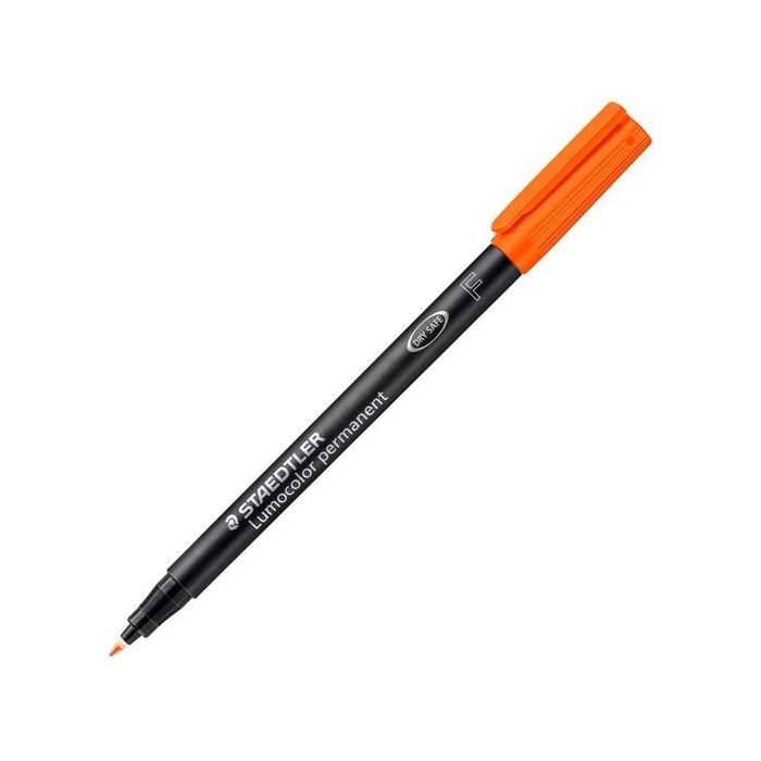 Staedtler 318 F Rotulador Permanente Lumocolor, Punta Fina 0.6mm, Naranja, 10 Unidades (10 Unidades)