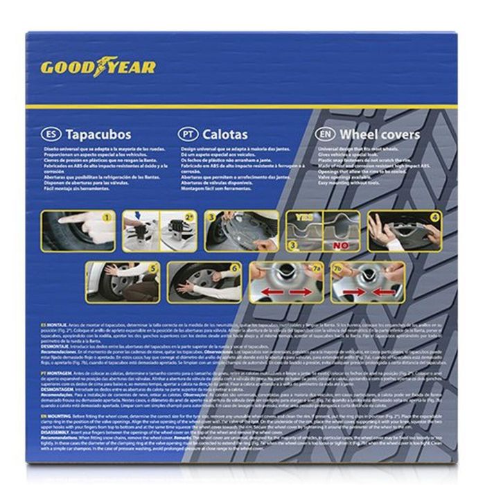 Tapacubos Goodyear GOD9085 Negro Bicolor Plata 15" (4 Unidades)