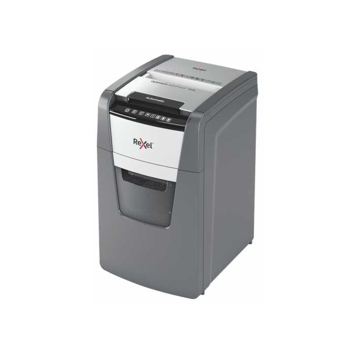Rexel 2020150XEU Optimum AutoFeed+ 150X Trituradora de Papel Corte Cruzado, 150 Hojas, 44L, 55 dB, Negro/Gris 1 Rexel 2020150XEU Optimum AutoFeed+ 150X Trituradora de Papel Corte Cruzado, 150 Hojas, 44L, 55 dB, Negro/Gris 1