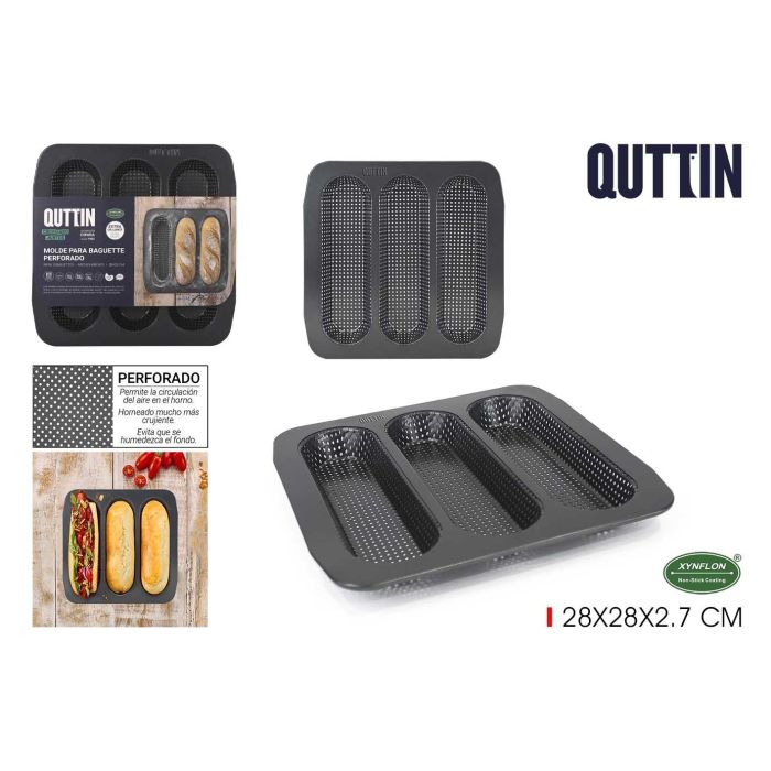 Molde para 3 Baguettes Grandes Perforado 28x28 cm - Quttin (6 Unidades) Molde para 3 Baguettes Grandes Perforado 28x28 cm - Quttin (6 Unidades)