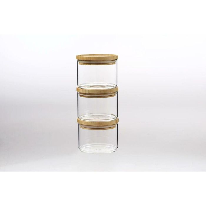 Bote Basicos DKD Home Decor Transparente Natural 10 x 7.5 x 10 cm Set de 3 2