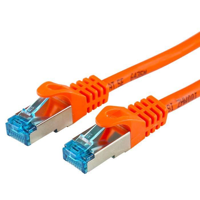 LOGON PROFESSIONAL Cable de Red Patch SF/UTP CAT5e Apantallado RJ45 Naranja 1.5m con Protección Antidoblado