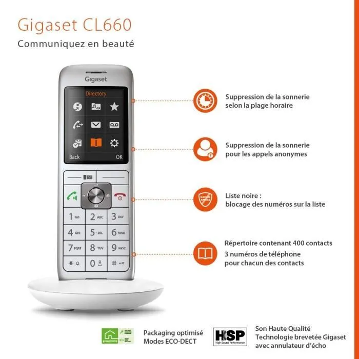 Gigaset Teléfono Fijo CL 660 Blanco con Pantalla a Color y Directorio de 400 Contactos 1 Gigaset Teléfono Fijo CL 660 Blanco con Pantalla a Color y Directorio de 400 Contactos 1