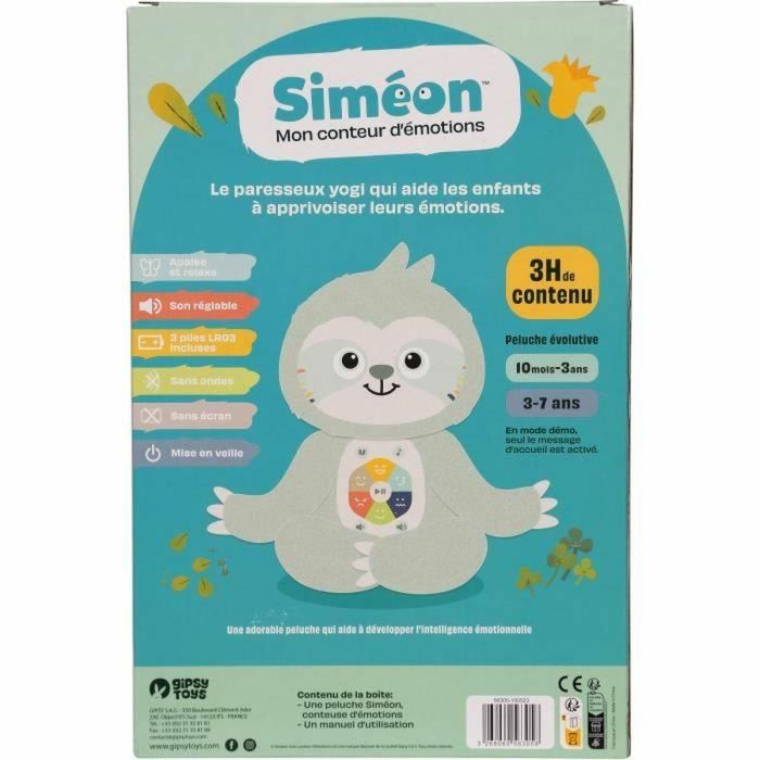Gipsy Toys Siméon, el cuentacuentos de las emociones Peluche Parlante 28cm Verde Agua GIP3268060563058 4