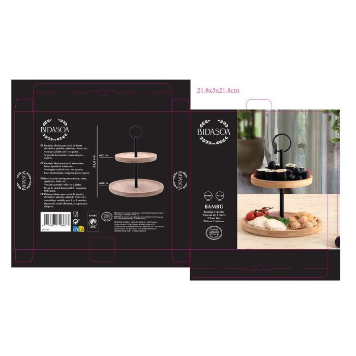 Bidasoa Bandeja Bambú 2 Niveles Bambu 20+15x25 cm 5