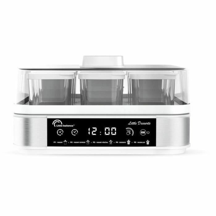Little Balance LIT3760240784487 Yogurtera Pequeño Postre, 9 Botes x 145ml, 5 Programas Automáticos, 30W 1