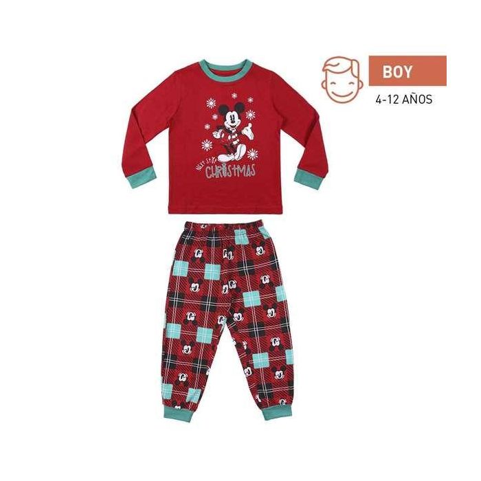 Cerdá Pijama de manga larga y single jersey con diseño de Mickey para niños de 6 años, color Rojo 1