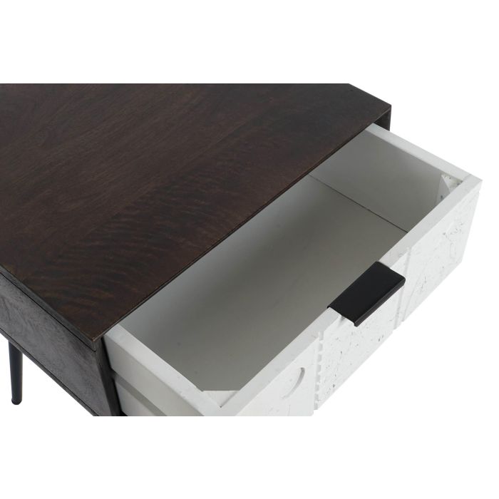 DKD Home Decor Mesita de Noche Moderna de 1 Cajón, Desmontable, en Madera de Mango y Metal, Colores Wengue Blanco Negro, 38 Largo x 50 Alto x 45 Ancho cm 4
