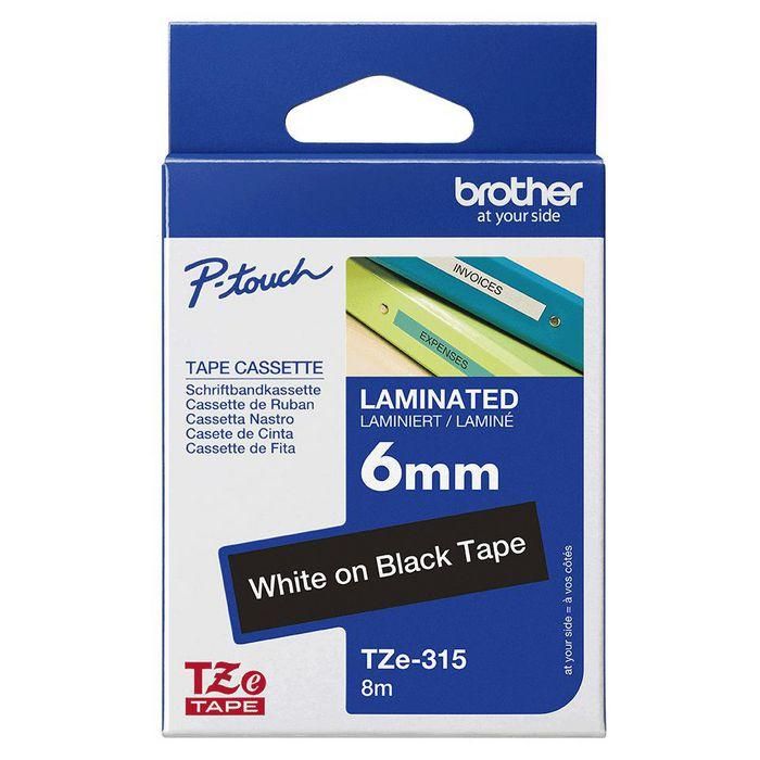 BROTHER Cinta laminada negro/ blanco 6mm 2 BROTHER Cinta laminada negro/ blanco 6mm 2