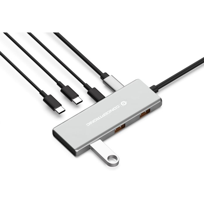 Conceptronic HUBBIES17G Hub USB 3.2 Gen 2 de 7 Puertos (4x USB-C, 3x USB-A) hasta 10 Gbps con Power Delivery 100W 1