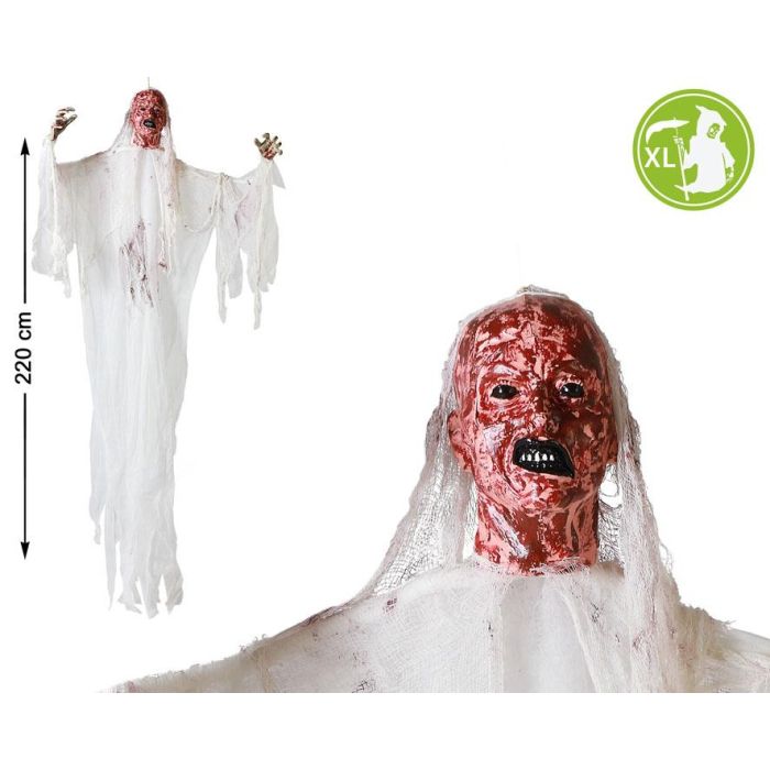 Fantasma Colgante Blanco 220 cm Con Cara Monstruosa Y Manos Levantadas, Decoración Escalofriante Para Eventos Y Fiestas