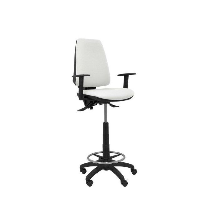 Taburete Piqueras Y Crespo Elche S Brazos Regulables Ergonomico Mecanismo Asincro Regulable En Altura Aro Reposapies Cromado Ruedas Nailon Asiento Y Respaldo Tapizados Bali Blanco