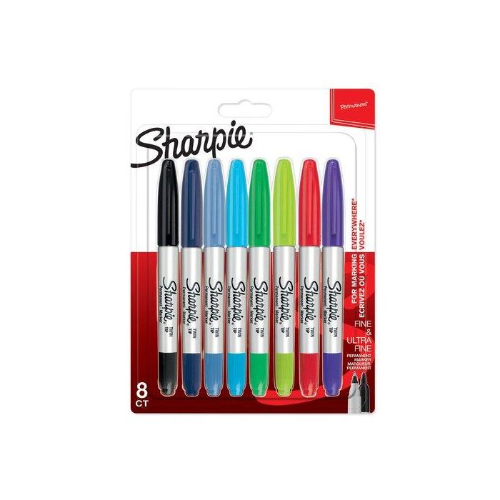 Marcador Permanente Sharpie Twin Tip 2 En 1 Blister De 8