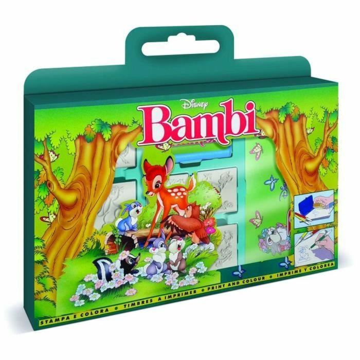 Caja para sellos - MULTIPRINT - 7769 - Bambi - 7 sellos de madera y látex, rotuladores Giotto, álbum para colorear