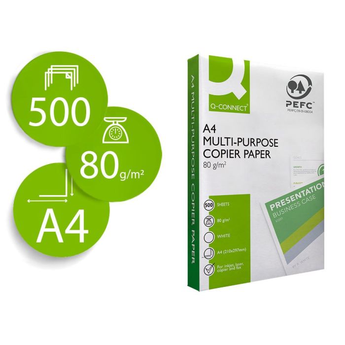 Papel Fotocopiadora Q-Connect Economy Din A4 80 gramos Paquete De 500 Hojas 240 unidades