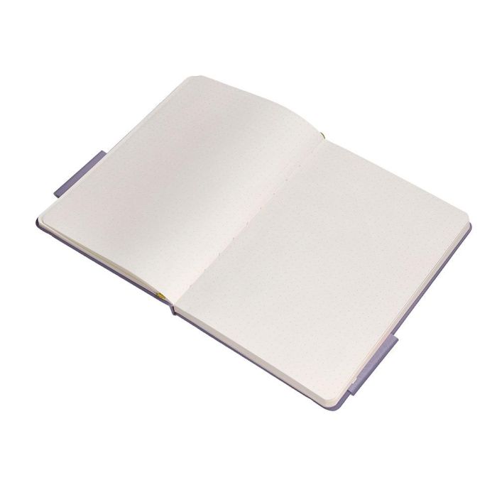 Cuaderno Con Gomilla Antartik Notes Tapa Dura A5 Hojas Puntos Morado Y Amarillo 100 Hojas 80 gr Fsc 8