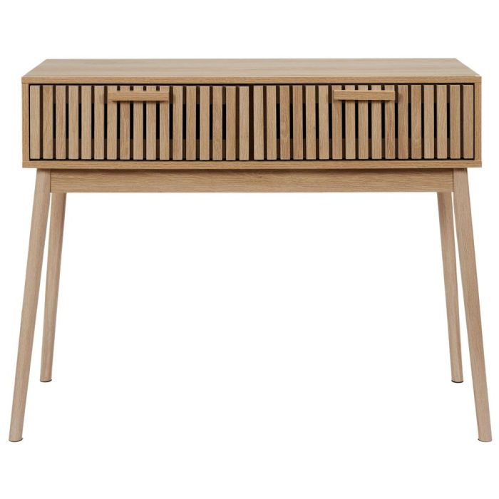 Klaus Consola con 2 Cajones de Almacenamiento - Mueble Recibidor Colección Natural, Madera MDF y Patas Pino 100x35x80 cm 3 Klaus Consola con 2 Cajones de Almacenamiento - Mueble Recibidor Colección Natural, Madera MDF y Patas Pino 100x35x80 cm 3