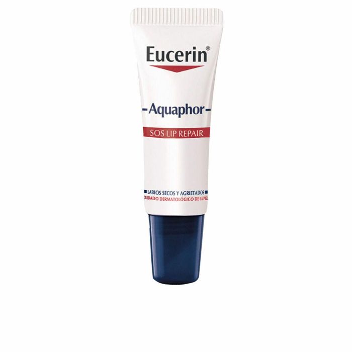 Eucerin Aquaphor SOS Regenerador Labial. Bálsamo para Labios Muy Secos y Agrietados, Con Vitaminas C+E, Sin Fragancia, 10 ml