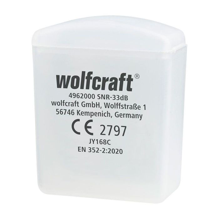 Wolfcraft 4962000 Tapones de Protección Auditiva con Cordón y Estuche (CE), Reutilizables, SNR 33 dB, para Maquinaria Pesada 4