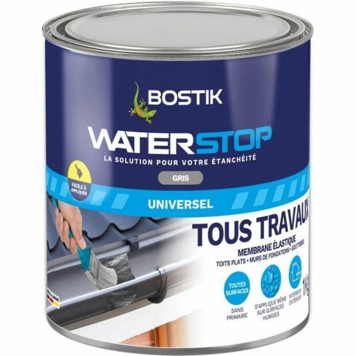Bostik BOS3549212466886 Membrana Impermeabilizante Waterstop para Reparación de Fugas - Envase de 1 kg Gris