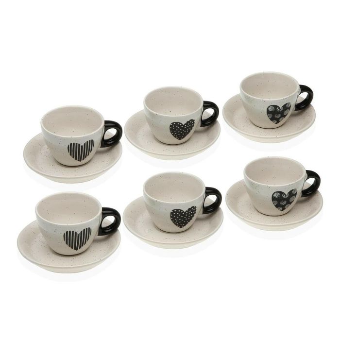 Juego de 6 Tazas con Plato Versa Nathalie Gres Corazón