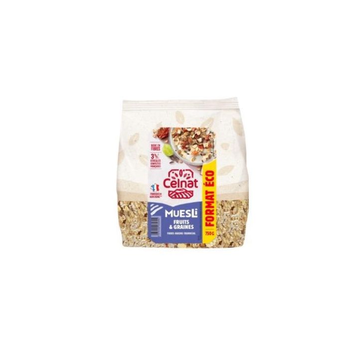 CELNAT Muesli Bio Copos de Cereales, Frutos Secos y Semillas 750 gr