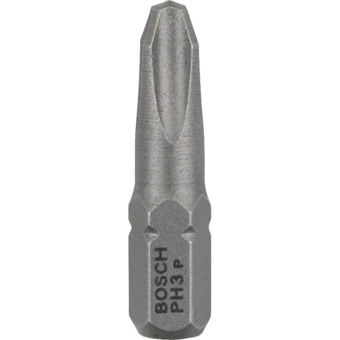Bosch 3ST PH Punta de atornillar extra dura Phillips PH3 de Acero 25mm (3 piezas) para atornillador con vástago hexagonal
