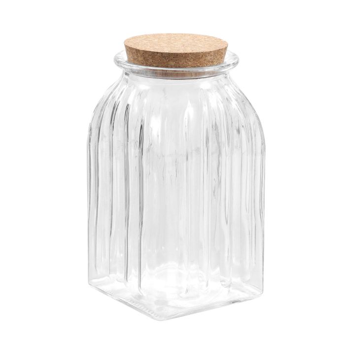 La Mediterranea Tarro Vidrio Lineas Tapa Corcho 1400ml 10.3 x 19.5 x 10.2 cm 4