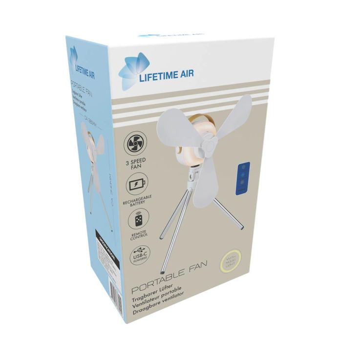 Ventilador recargable de mesa usb, con aspas, 4 velocidades con mando 3 Ventilador recargable de mesa usb, con aspas, 4 velocidades con mando 3