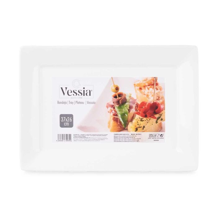 Bandeja Rectangular Porcelana 37 Cm Vessia (8 Unidades) 2 Bandeja Rectangular Porcelana 37 Cm Vessia (8 Unidades) 2