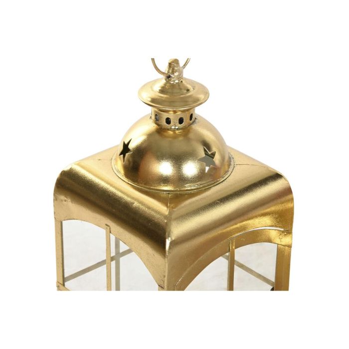 DKD Home Decor Farola Navidad Tradicional Rojo Dorado 21x63x21 cm Set de 2 Metal Cristal 4