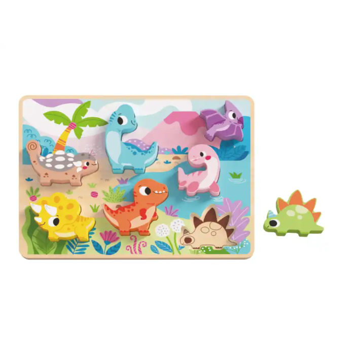 Imaginovo Puzle Infantil Madera 3D Dinosaurios +12 Meses 8 Piezas 29,5x22x1,7cm 1