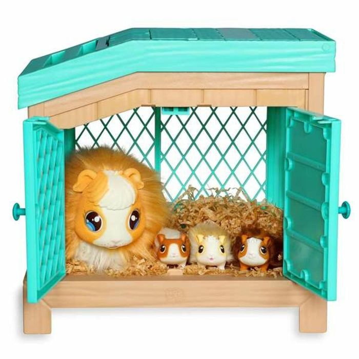Little Live Pets Cobaya Mamá Interactiva con Casa de Lujo, +20 Sonidos y 3 Crías Bebés Sorpresa Recién Nacidas 33 cm
