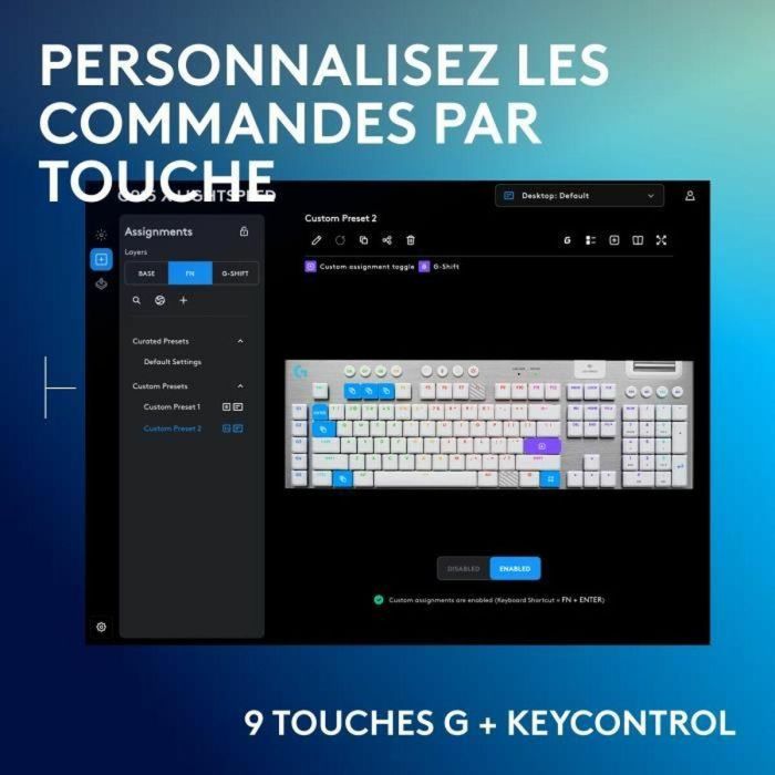 Teclado para juegos - inalámbrico - Logitech G - G915 X - Interruptor táctil - AZERTY - Blanco 3 Teclado para juegos - inalámbrico - Logitech G - G915 X - Interruptor táctil - AZERTY - Blanco 3