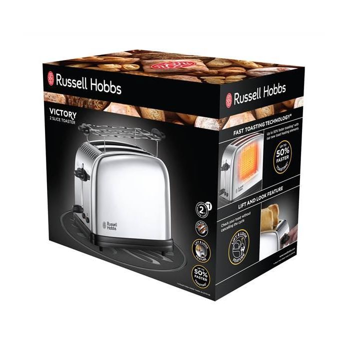 Russell Hobbs 23310-56 Tostador Eléctrico con Tueste Rápido, Función Levantar y Ver, Calientapanecillos y Bandeja Recogemigas 5