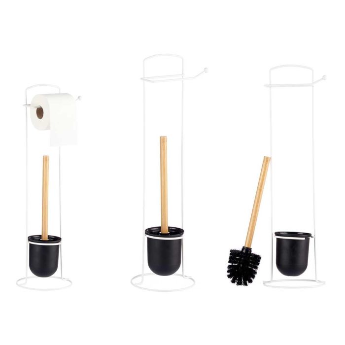 Portarrollo Metal Escobilla Bambú Blanco Berilo 17x57x16.5 cm (6 Unidades) Portarrollo Metal Escobilla Bambú Blanco Berilo 17x57x16.5 cm (6 Unidades)