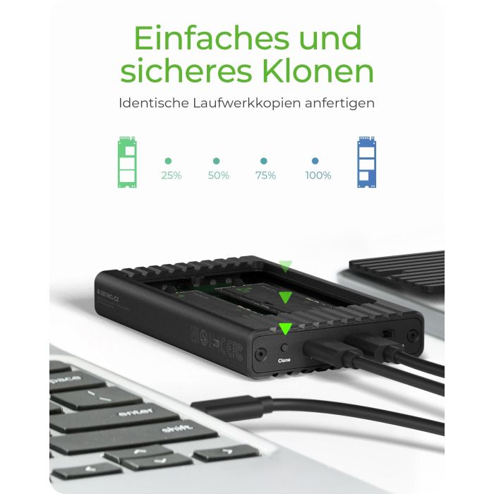 ICY BOX IB-2817MCL-C31 Externes USB-C 3.2 Gehäuse für 2x M.2 NVMe SSD mit Klonfunktion 1 ICY BOX IB-2817MCL-C31 Externes USB-C 3.2 Gehäuse für 2x M.2 NVMe SSD mit Klonfunktion 1
