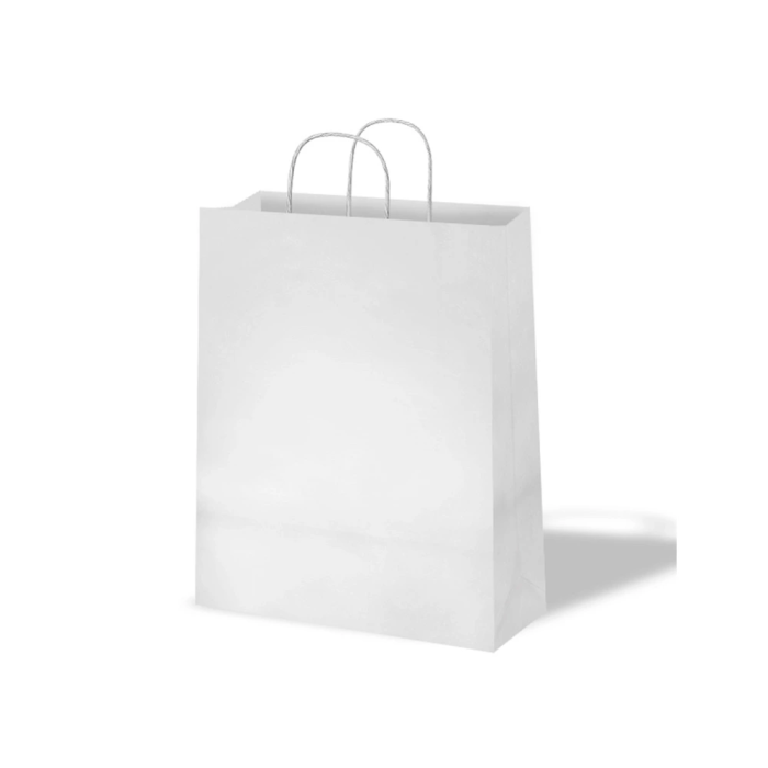 Blanca Bolsa Kraft Celulosa Blanco Asa Retorcida Tamaño L 320x140x400 mm 90 gr 1