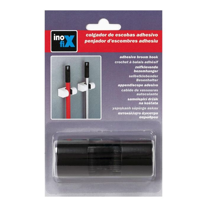 Colgador escobas carenado negro mate 2056-3 inofix 1 Colgador escobas carenado negro mate 2056-3 inofix 1