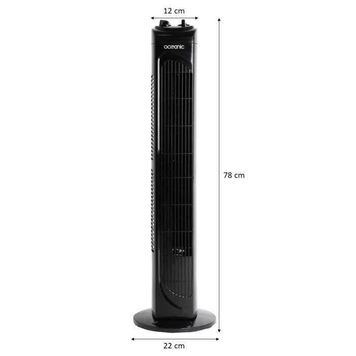 Ventilador de columna oceánica - 45W - Altura 78 cm - 3 velocidades - Oscilating - Temporizante - Negro 1 Ventilador de columna oceánica - 45W - Altura 78 cm - 3 velocidades - Oscilating - Temporizante - Negro 1