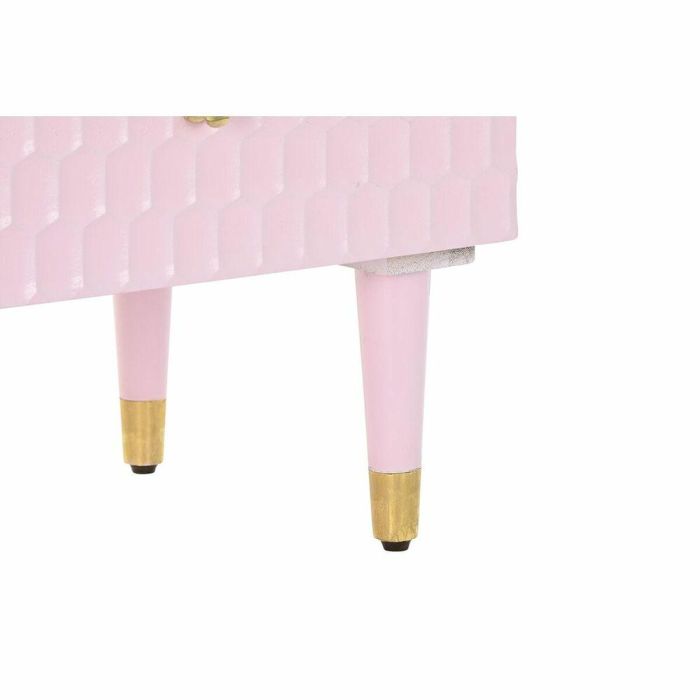 Mesita de Noche DKD Home Decor 52 x 42 x 65 cm Metal Rosa claro Madera de mango 4