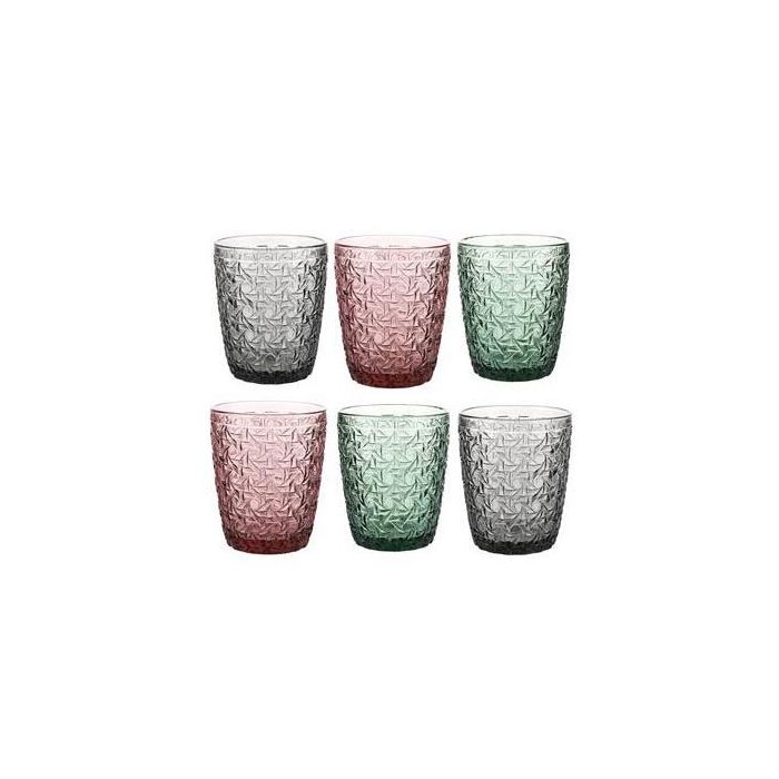 DKD Home Decor Copa Basicos Verde Rojo 8.7 x 17 x 8.7 cm Set de 6 Cristal 1