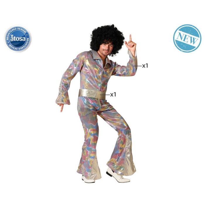 Disfraz Disco Hombre Adulto Multicolor Con Cinturón M-L Disfraz Disco Hombre Adulto Multicolor Con Cinturón M-L