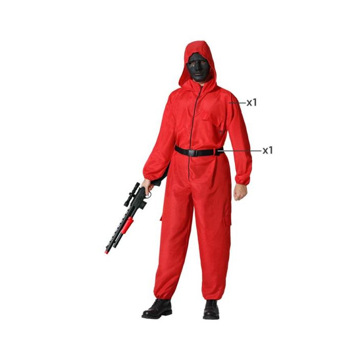 Disfraz Ladron Rojo Adulto Mono Con Capcuha XL