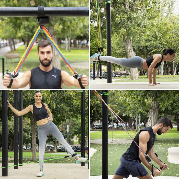 Pack Set de Bandas de Resistencia con Accesorios y Guía de Ejercicios y Máquina de Abdominales Plegable con Guía de Ejercicios I 23