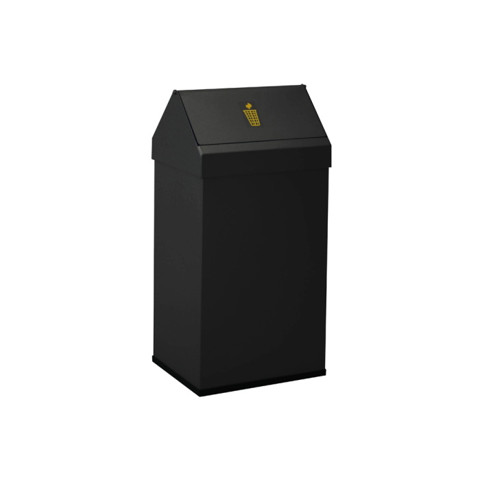 Sie Papelera Metálica Basculante Negro 32x65x25cm Capacidad 41L con Ganchos Interiores y Base PVC 1