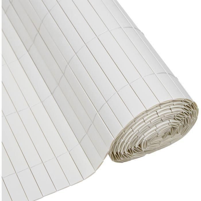 Biombo de caña de PVC de doble cara - NATURE - 1 x 3 m - 1600 g/m² - Opaco 4/5 - Anti-UV - Blanco Biombo de caña de PVC de doble cara - NATURE - 1 x 3 m - 1600 g/m² - Opaco 4/5 - Anti-UV - Blanco